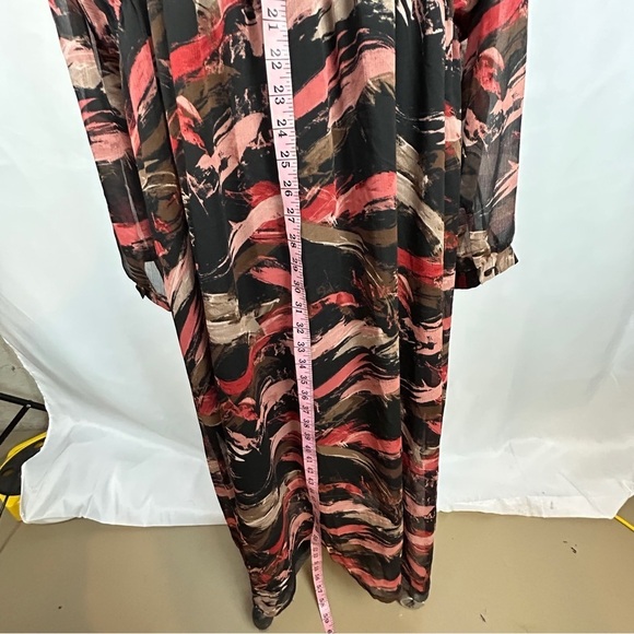 NEW EVRI Multicolor Black Fit & Flare Midi Dress with Bow Tie Plus Size 3X - Picture 11 of 17